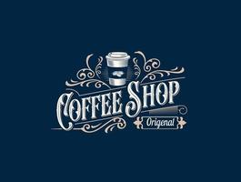 kaffe affär retro logotyp årgång vektor