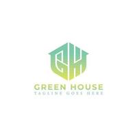 abstrakt första brev gh eller hg logotyp i grön Färg isolerat i vit bakgrund applicerad för trädgård konstruktion planerare logotyp också lämplig för de märken eller företag ha första namn hg eller gh. vektor