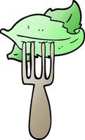 vektor lutning illustration tecknad serie sallad löv på gaffel