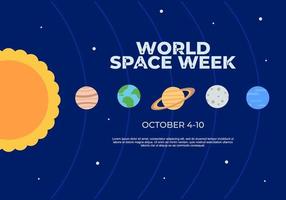 Word Space Week Hintergrund mit Sonne und Planeten. vektor