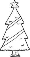 linje teckning av en jul träd vektor
