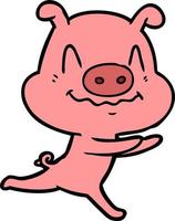 nervöses Cartoon-Schwein läuft vektor