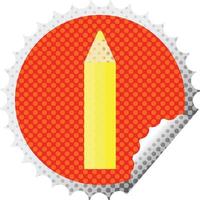 gul färg penna grafisk vektor illustration runda klistermärke stämpel