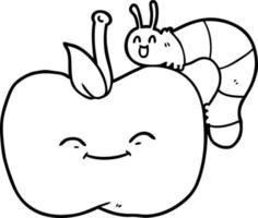 Cartoon-Apfel und Käfer vektor