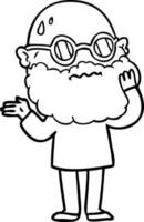 Cartoon besorgter Mann mit Bart und Sonnenbrille vektor