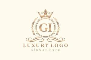första gi brev kunglig lyx logotyp mall i vektor konst för restaurang, kungligheter, boutique, Kafé, hotell, heraldisk, Smycken, mode och Övrig vektor illustration.