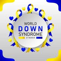 Down-Syndrom-Welttag-Vektorposter mit blauem und gelbem Band. soziales plakat 21. märz welttag des down-syndroms. vektor
