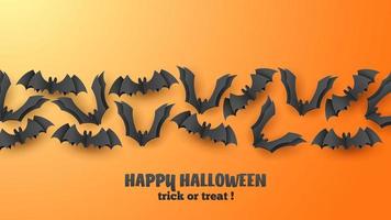 Lycklig halloween baner hälsning kort bakgrund i papper skära stil. vektor illustration