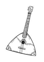 balalaika musikinstrumentenstil handgezeichnet. Vektor-Schwarz-Weiß-Doodle-Illustration vektor