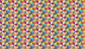abstrakt vektor bakgrund med färgrik symmetrisk parallellogram former. enkel platt illustration av flerfärgad stapling kub. geometri sömlös mönster konstverk, rutor, romber, hexagoner.