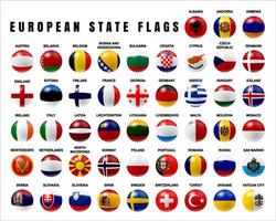 europeisk stat flaggor 3d avrundad vektor