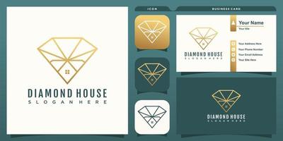 Diamant-Home-Logo-Design mit kreativem Konzept-Premium-Vektor vektor