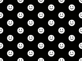 emoji tecknad serie karaktär sömlös mönster på svart bakgrund vektor
