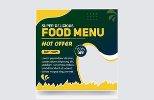 restaurantangebot essensmenü design super leckeres essen menü banner pizza burger social media post hähnchen braten cover design cover banner thumbnail design template vektor