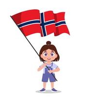 Mädchen mit der Flagge von Norwegen vektor