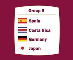 deutschland spanien japan und costa rica emblem flagge länder gruppe e symbol design fußball finale vektor fußballmannschaften illustration