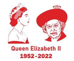 queen elizabeth face portrait 1952 2022 rot britisch vereinigtes königreich national europa vektorillustration abstraktes gestaltungselement vektor