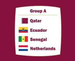 nederländerna qatar ecuador och senegal emblem flagga länder grupp en symbol design fotboll slutlig vektor fotboll lag illustration