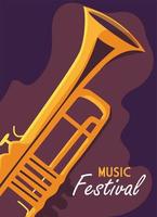 affischmusikfestival med trompetmusikinstrument vektor