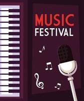 Plakatmusikfestival mit Klavier und Mikrofon vektor