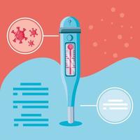 Infografik mit Thermometer und Coronavirus vektor