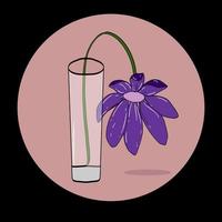 Verwelkte Blume Flieder auf Glas-Icon-Vektor vektor