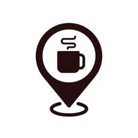 Coffee-Shop-Standort-Pin-Symbol, Vektor, Illustration. vektor