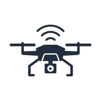Drohne mit Kamerasymbol, flaches Gestaltungselement. vektor