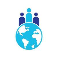 Globus und Menschen-Symbol-Vektor-Illustration. Weltmenschen-Logo-Design-Ikonenvektor. vektor