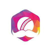 starkes Cricket-Vektor-Logo-Design. Schnurrbart und Cricket-Ball-Vektor-Icon-Design. vektor