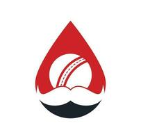Schnurrbart Cricket Tropfenform Konzept Vektor Icon Design. starkes Cricket-Vektor-Logo-Design.