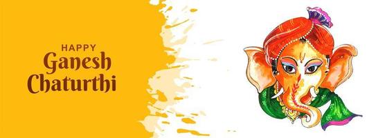 gelbes Farbfleck-indisches Festival für Ganesh Chaturthi-Kartenbanner vektor