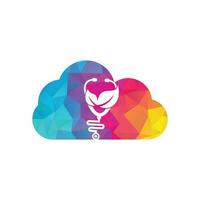 Gesundheit Natur Logo Designvorlage. modernes natürliches blatt mit stethoskop und wolkenikonendesign. vektor