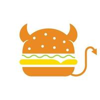monster burger logotyp design. burger jäkel maskot illustration vektor
