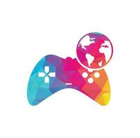 Spiel-Globus-Logo-Icon-Design. Online-Gamer-World-Logo. Globus und Gamestick-Symbol vektor