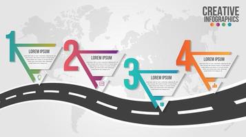 4 Schritt Dreiecke auf der Straße Infografik vektor