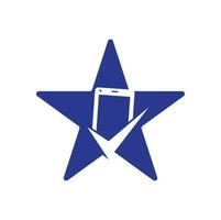 Überprüfen Sie den Vektor der Designvorlage für das mobile Sternformkonzept-Logo. Handy-Reparatur-Logo-Symbol. Logo der mobilen App