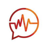 Gesundheit konsultieren Logo-Design-Konzept. medizinisches logo und herzschlagwellen in der logo-vorlage für das chat-symbol vektor