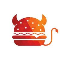 Monster-Burger-Logo-Design. burger teufel maskottchen illustrationsvektor vektor