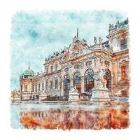 wien österreich aquarell skizze handgezeichnete illustration vektor