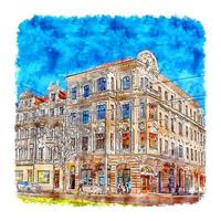 magdeburg deutschland aquarell skizze handgezeichnete illustration vektor