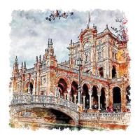 Sevilla Spanien akvarell skiss handritad illustration vektor