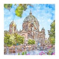 berlin deutschland aquarellskizze handgezeichnete illustration vektor