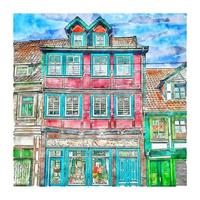 architektur deutschland aquarell skizze handgezeichnete illustration vektor