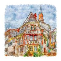 weinheim Tyskland vattenfärg skiss hand dragen illustration vektor