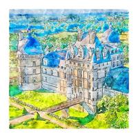 burg frankreich aquarell skizze handgezeichnete illustration vektor