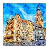 breslau polen aquarell skizze handgezeichnete illustration vektor