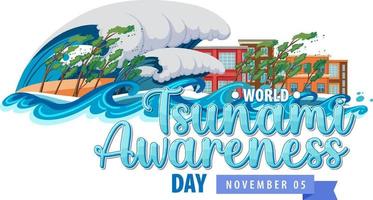värld tsunami medvetenhet dag logotyp design vektor