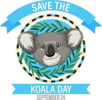 Speichern Sie das Banner-Design des Koala-Tages vektor