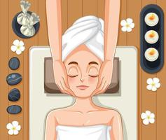 kvinna få ansiktsbehandling massage spa vektor